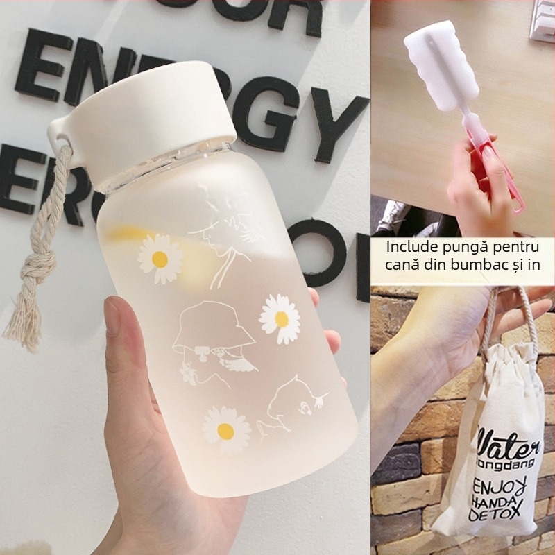 Cana de apă pentru femei, sticlă mată, simplă, proaspătă, drăguță, portabilă, creativă, personalizată la modă, Mori Girl Cup