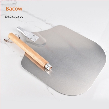 Instrumente de copt, mâner detașabil, model spiralat, lopată de pizza de 12 inch, lopată din aluminiu, lopată de transfer de pizza, mâner din lemn, lopată de pizza