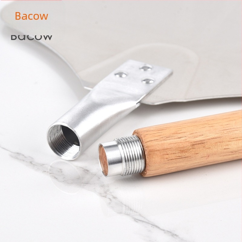 Instrumente de copt, mâner detașabil, model spiralat, lopată de pizza de 12 inch, lopată din aluminiu, lopată de transfer de pizza, mâner din lemn, lopată de pizza