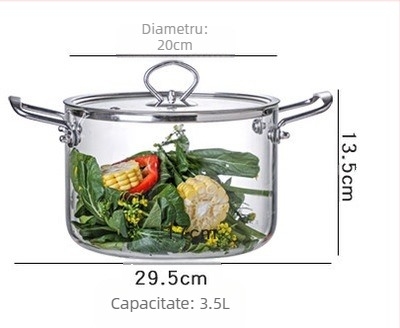 Oală de clătire de uz casnic, oală de terci, oală de supă cu încălzire cu flacără deschisă, oală de tocană cu mâner din lemn din sticlă borosilicată de mare capacitate, oală de sticlă pentru gătit tăiței