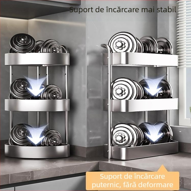 Raft de depozitare pentru condimente de bucătărie din oțel inoxidabil, suport de masă multifuncțional îngust pentru sticle de condimente, ulei, sare, sos, oțet, raft de depozitare