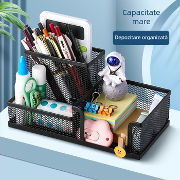 Suport metalic multifuncțional pentru pixuri cu capacitate mare pentru pixuri, suport pentru pixuri pentru studenți, depozitare pentru rechizite de birou creative