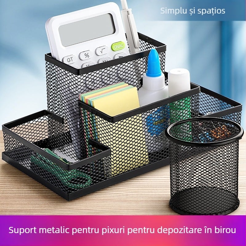 Suport metalic multifuncțional pentru pixuri cu capacitate mare pentru pixuri, suport pentru pixuri pentru studenți, depozitare pentru rechizite de birou creative