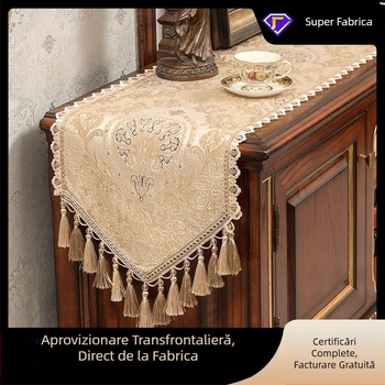 Față de masă europeană accesibilă, de lux, cu steag francez, din dantelă, stil antiderapant, de înaltă calitate, pentru decorarea casei