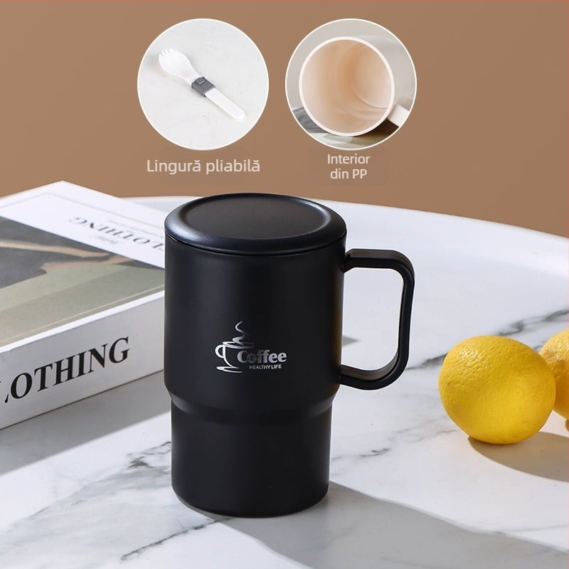 Cană transfrontalieră, vânzare fierbinte, cană cu paie de mare valoare, cană de cafea din oțel inoxidabil, portabilă și practică, cană de separare a apei pentru ceai