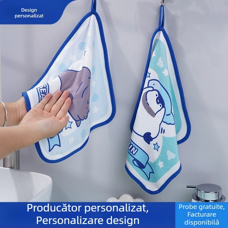 Prosopul de Crăciun poate fi agățat, prosop gros din fleece coral, prosop de bucătărie absorbant, cu uscare rapidă, prosop de desene animate nou