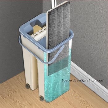 Mop absorbant cu separare uscată și umedă, de dimensiuni mici, pentru uz casnic, en-gros, cu găleată plată și leneșă, fără spălare manuală
