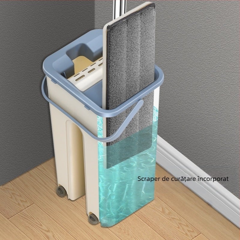Mop absorbant cu separare uscată și umedă, de dimensiuni mici, pentru uz casnic, en-gros, cu găleată plată și leneșă, fără spălare manuală