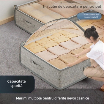 Cutie de depozitare pentru pat, geantă de uz casnic pentru haine, cuvertură din material textil, cutie de depozitare pliabilă transparentă, geantă de depozitare pentru pat