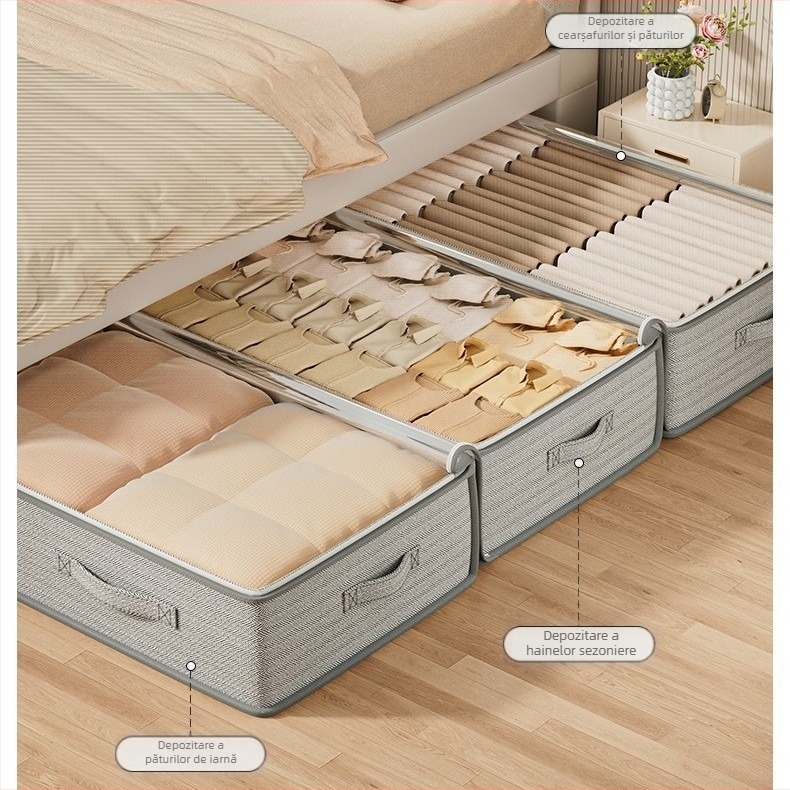 Cutie de depozitare pentru pat, geantă de uz casnic pentru haine, cuvertură din material textil, cutie de depozitare pliabilă transparentă, geantă de depozitare pentru pat