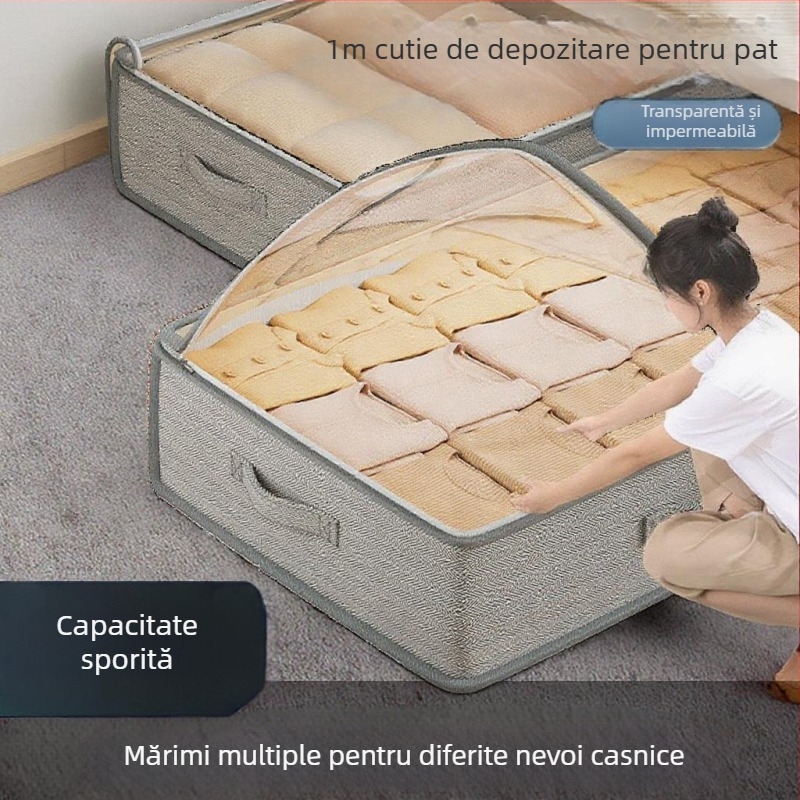 Cutie de depozitare pentru pat, geantă de uz casnic pentru haine, cuvertură din material textil, cutie de depozitare pliabilă transparentă, geantă de depozitare pentru pat