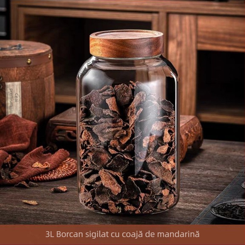 Borcan de depozitare Pericarpium pentru uscare, special, mare, din sticlă borosilicată înaltă, sigilat, borcan pentru ceai și medicină, sticlă de depozitare rezistentă la umiditate