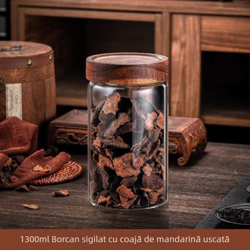 Borcan de depozitare Pericarpium pentru uscare, special, mare, din sticlă borosilicată înaltă, sigilat, borcan pentru ceai și medicină, sticlă de depozitare rezistentă la umiditate