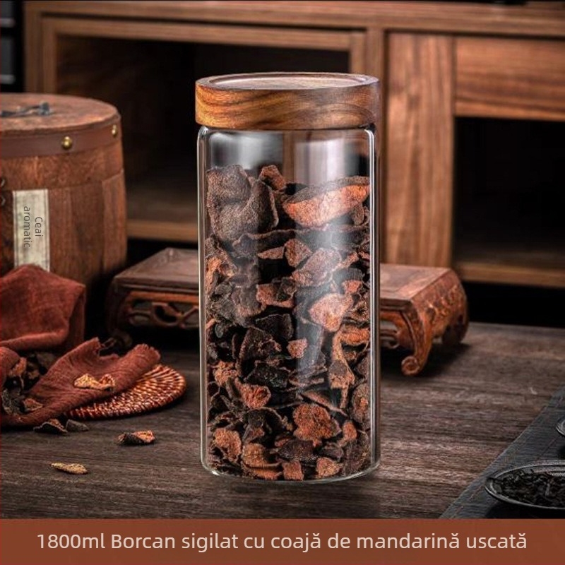 Borcan de depozitare Pericarpium pentru uscare, special, mare, din sticlă borosilicată înaltă, sigilat, borcan pentru ceai și medicină, sticlă de depozitare rezistentă la umiditate