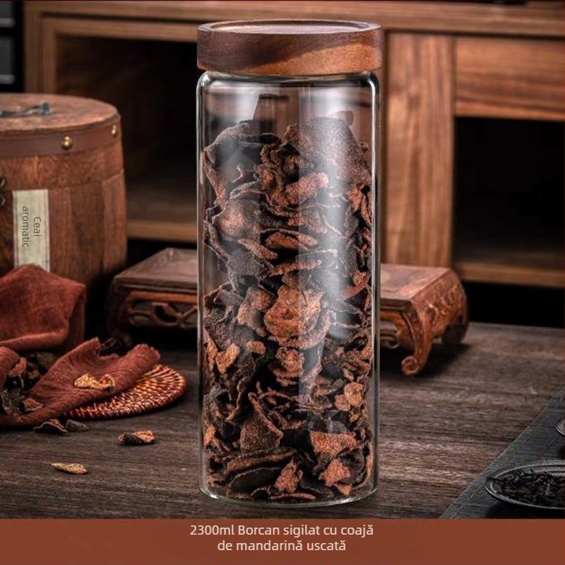 Borcan de depozitare Pericarpium pentru uscare, special, mare, din sticlă borosilicată înaltă, sigilat, borcan pentru ceai și medicină, sticlă de depozitare rezistentă la umiditate