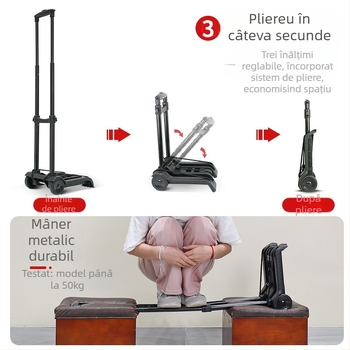 Cărucior alimentar de uz casnic atent selectat, Cărucior de livrare expres, Remorcă pliabilă pentru manipularea mărfurilor, Cărucior de cumpărături, Cărucior pentru bagaje