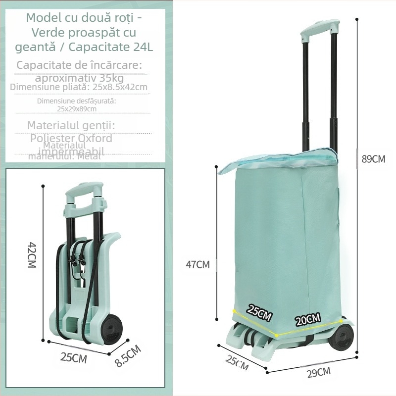 Cărucior alimentar de uz casnic atent selectat, Cărucior de livrare expres, Remorcă pliabilă pentru manipularea mărfurilor, Cărucior de cumpărături, Cărucior pentru bagaje