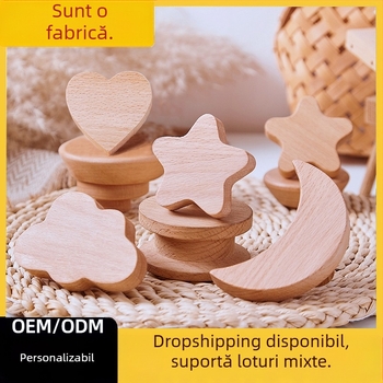 [Produse cu cârlig pentru mâner Clienți vechi] Mâner din lemn masiv cu desene animate, stele, lună, nori, dinozauri, animale, fără perforator