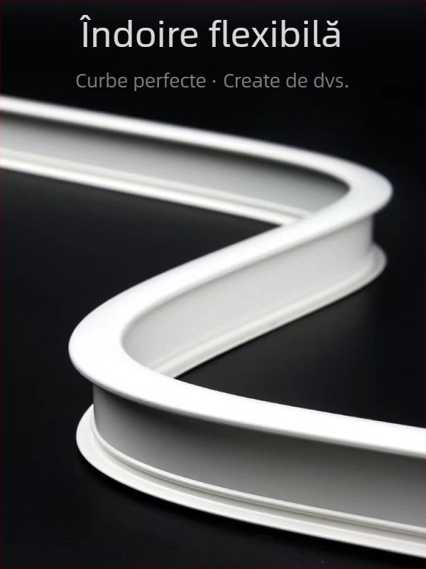 Roletă pentru șină de perdea, montată în partea superioară, tip cârlig, montată lateral, șină curbată, fereastră tip bay, glisieră dublă din aliaj de aluminiu, șină de ghidare silențioasă