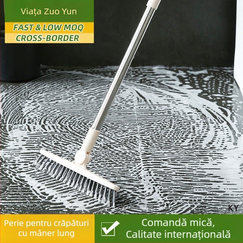 Perie rotativă pentru podea cu peri triunghiulari, perie pentru podea cu mâner lung, perie de decontaminare fără goluri pentru goluri, perie de curățare cu peri duri