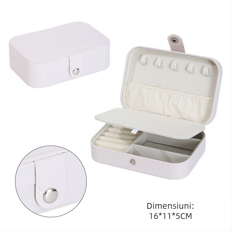 Cutie de bijuterii portabilă, capacitate mare, inel multifuncțional în stil european, colier, inel pentru cercei, cutie de depozitare pentru călătorii pentru femei