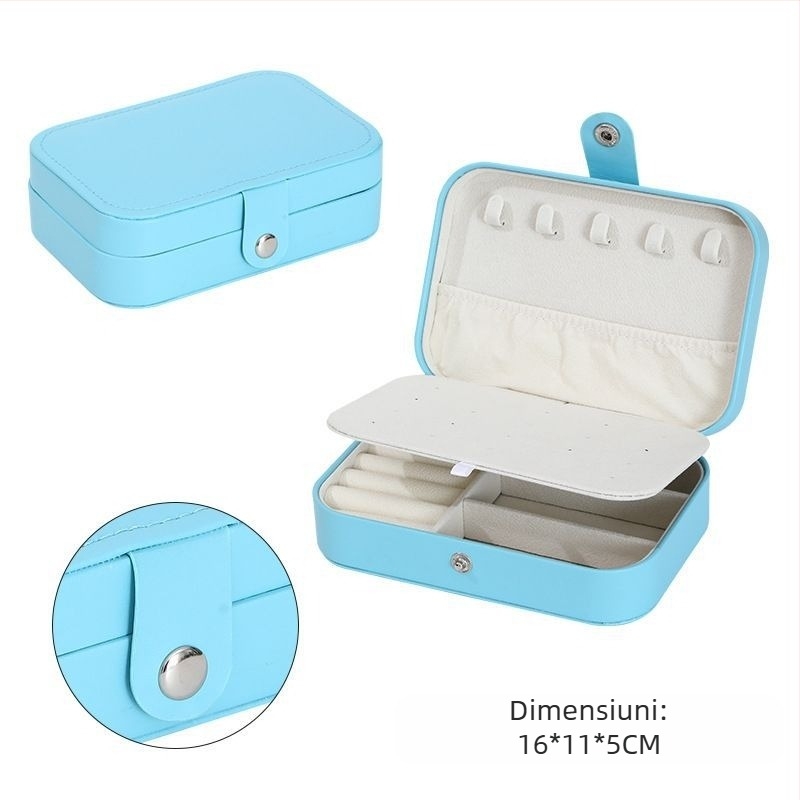 Cutie de bijuterii portabilă, capacitate mare, inel multifuncțional în stil european, colier, inel pentru cercei, cutie de depozitare pentru călătorii pentru femei