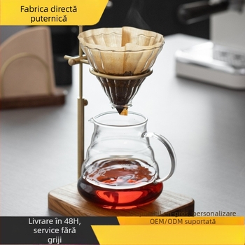 Suport de cafea manual din lemn masiv de alamă, retro reglabil, cu bază din lemn masiv, suport pentru pahar de cafea, aparat de susținere