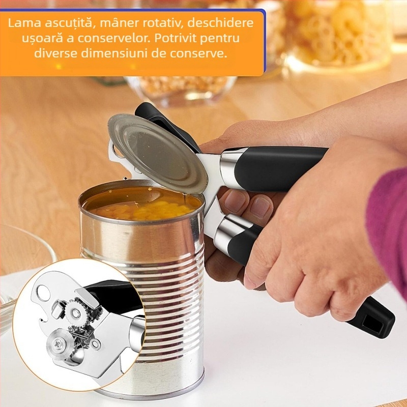 Deschizător de conserve din oțel inoxidabil Amazon, deschizător de capace puternic, deschizător de sticle, deschizător de conserve cuțit care economisește forța de muncă