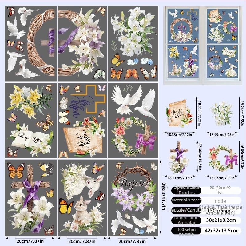 2025 Nou Iepuraș de Paște Ou Pui 3D Stereo Electrostatic Autocolant Paște Fereastră Sticla Autocolant Decorativ