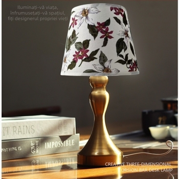 Lampă de masă din material textil cu explozii transfrontaliere, bază metalică, interfață USB, trei culori, reglabilă, dormitor, living, atmosferă, iluminare lampă de masă