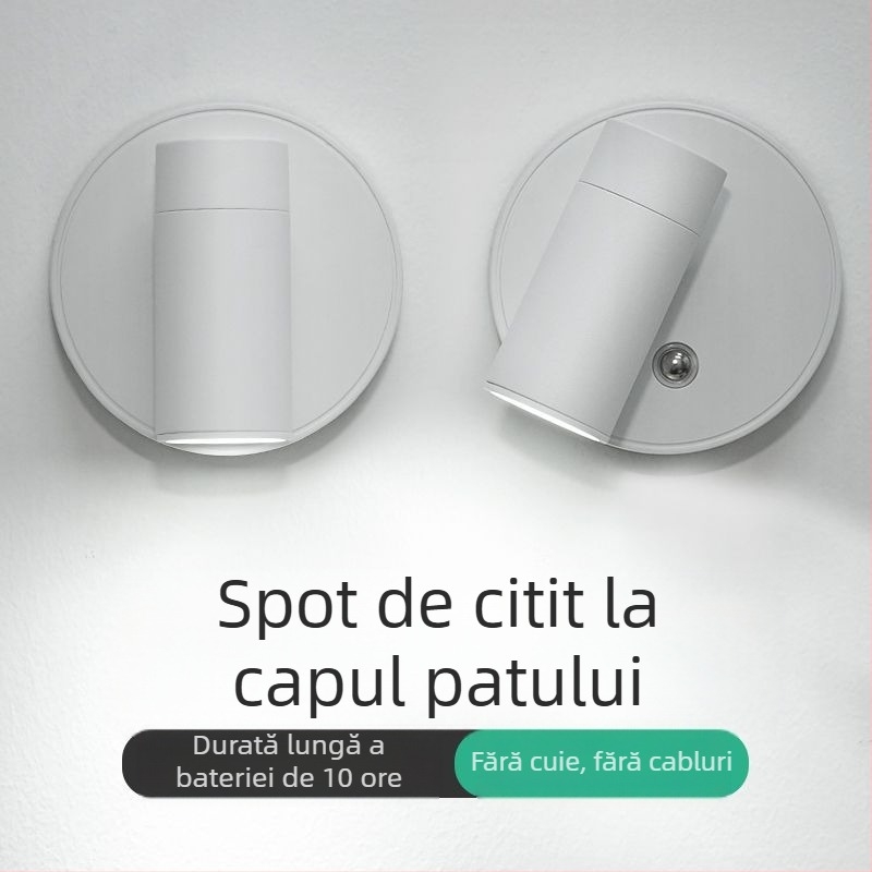 Lampă de perete reîncărcabilă fără cablare, lampă magnetică fără fir, lumină de noapte, lampă de citit pentru dormitor, lampă de atmosferă, lampă de spălare pe perete