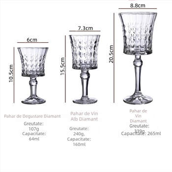 Pahar de vin vintage în relief, pahar de șampanie fără plumb de înaltă calitate, pahar de vin cu diamant, pahar de vin sculptat