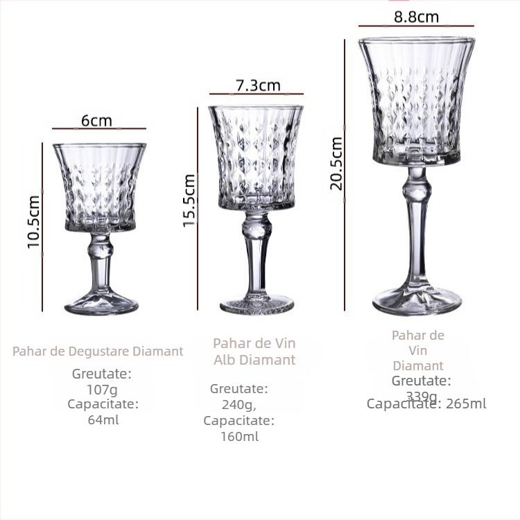 Pahar de vin vintage în relief, pahar de șampanie fără plumb de înaltă calitate, pahar de vin cu diamant, pahar de vin sculptat