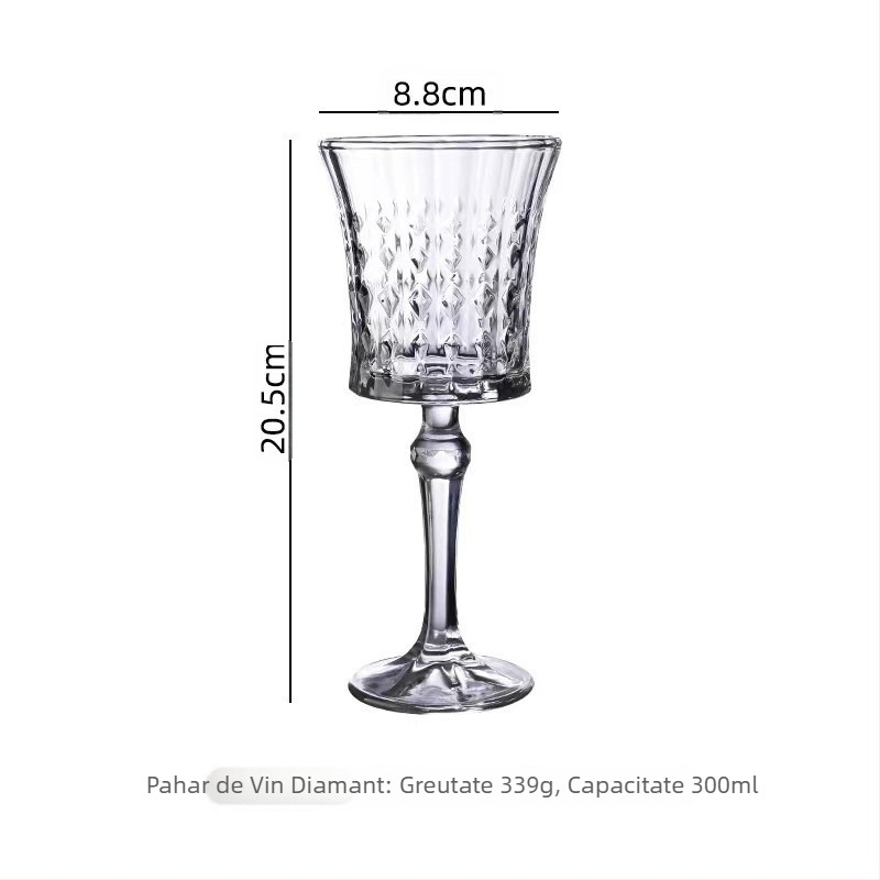 Pahar de vin vintage în relief, pahar de șampanie fără plumb de înaltă calitate, pahar de vin cu diamant, pahar de vin sculptat