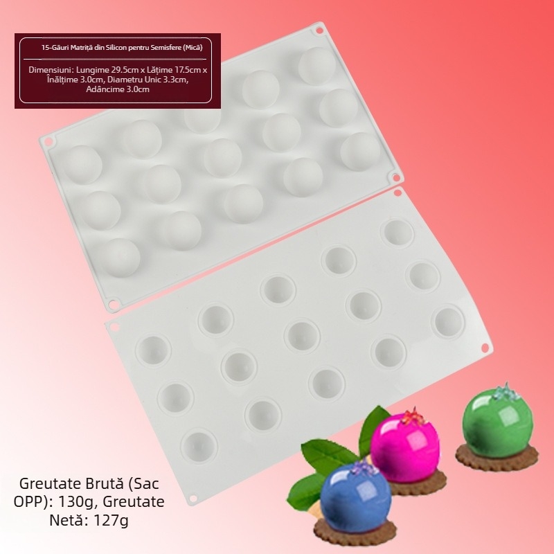 15 forme de silicon pentru tort cu mousse, cu bile înalte și uniforme, pentru sandwich cu nucă de cocos, abrazive, pentru mousse de desert, ustensile de copt în stoc