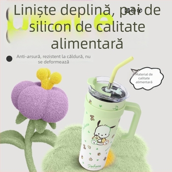 Cană portabilă cu mâner cald și rece izolată, Sanrio Creative Cartoon, capacitate mare, în aer liber, portabilă, montată în mașină, pentru copii