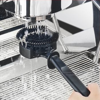 Perie de curățare a aparatului de cafea semiautomat italian, perie de curățare cu arc pentru capul de preparare a cafelei, perie cu mâner lung, accesorii pentru aparatul de cafea