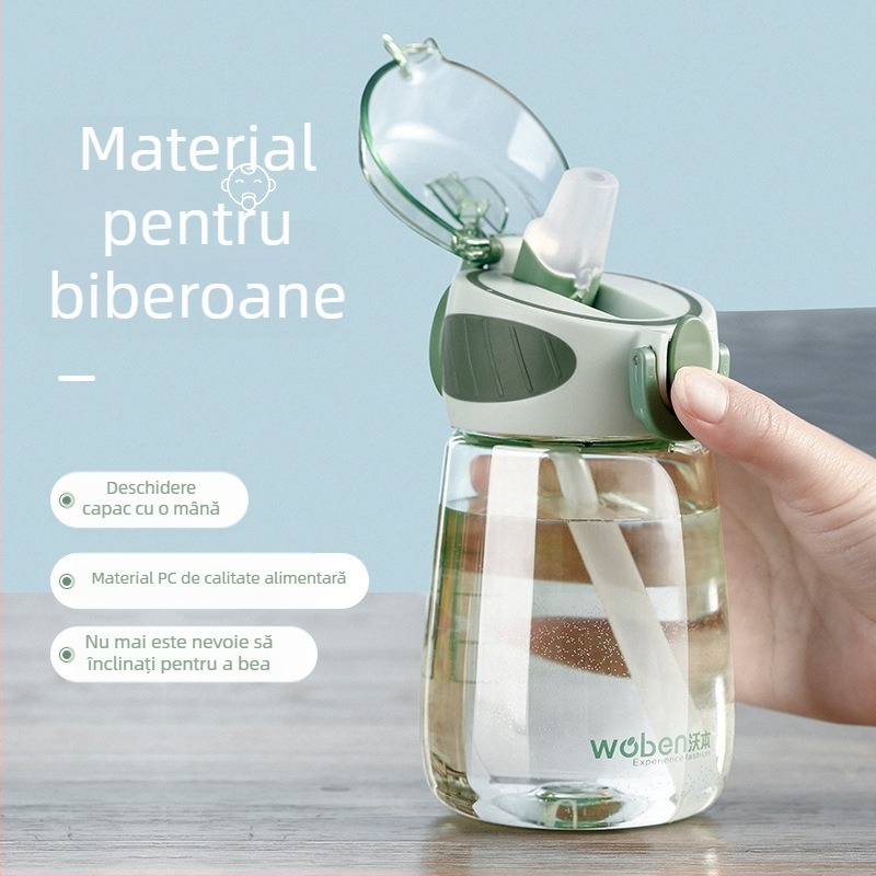 Cana de vară frumoasă cu paie pentru studente, fierbător drăguț, cană Wuben portabilă, cană de plastic, cană de apă pentru copii