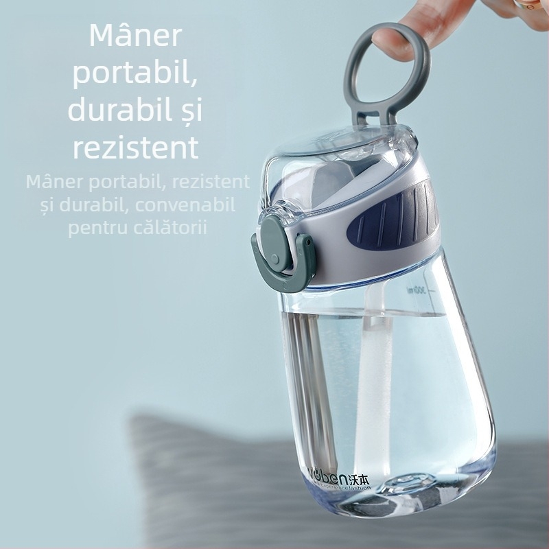 Cana de vară frumoasă cu paie pentru studente, fierbător drăguț, cană Wuben portabilă, cană de plastic, cană de apă pentru copii