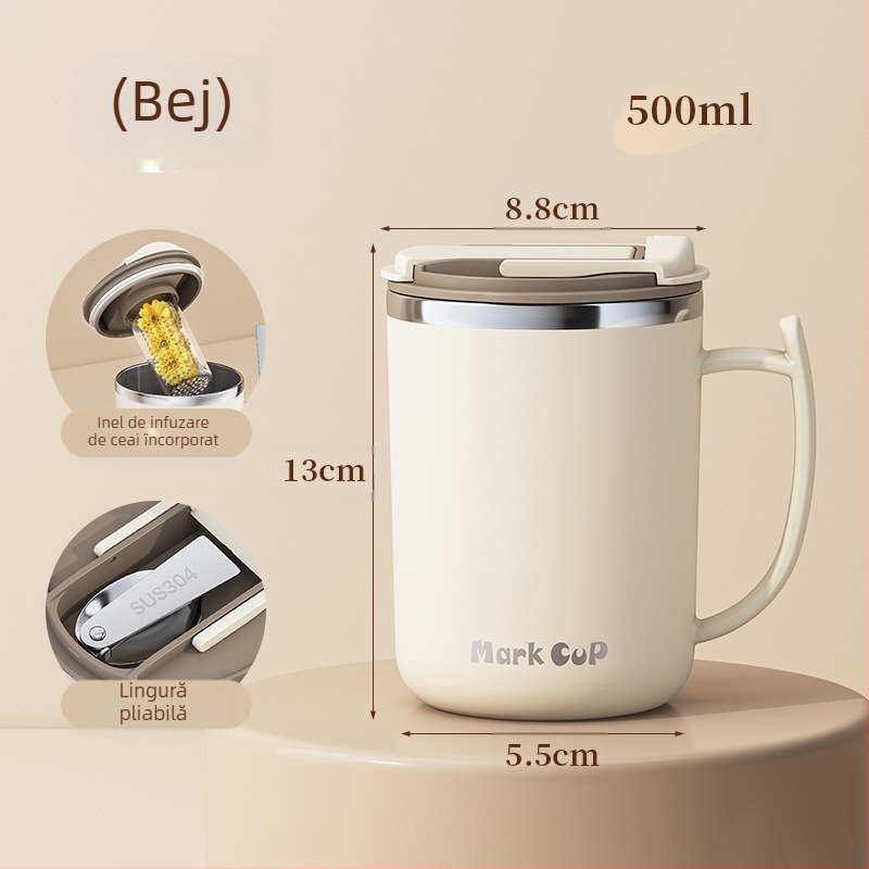 Ceașcă de cafea cu valoare cromatică ridicată, furnizată direct din fabrică, din oțel inoxidabil 304, cu scurgere de ceai, birou cu capac, generație de căni