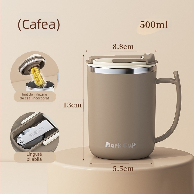 Ceașcă de cafea cu valoare cromatică ridicată, furnizată direct din fabrică, din oțel inoxidabil 304, cu scurgere de ceai, birou cu capac, generație de căni