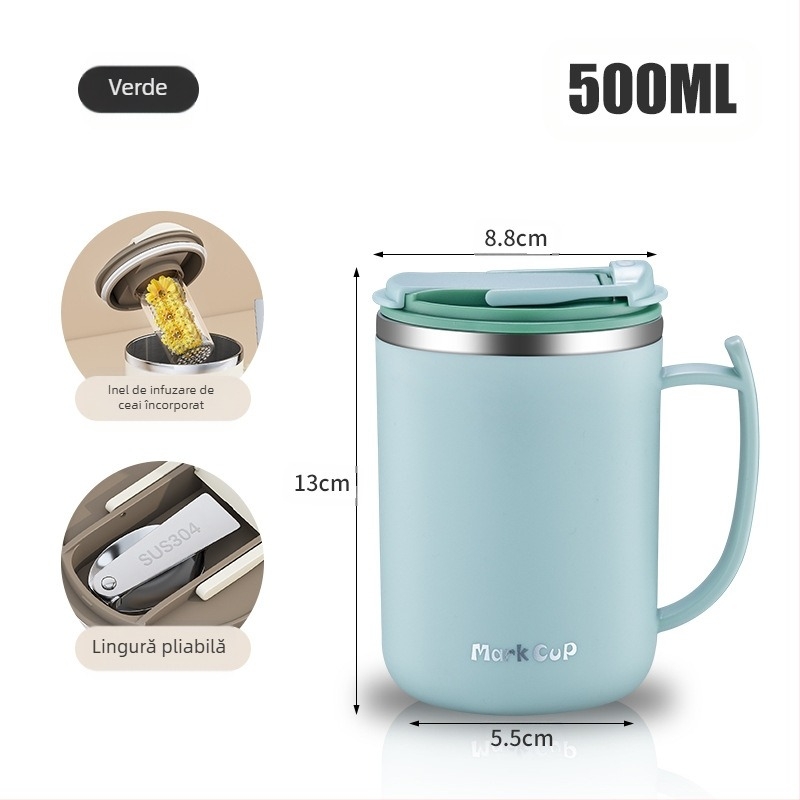 Ceașcă de cafea cu valoare cromatică ridicată, furnizată direct din fabrică, din oțel inoxidabil 304, cu scurgere de ceai, birou cu capac, generație de căni