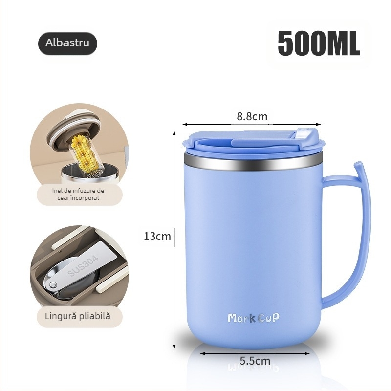 Ceașcă de cafea cu valoare cromatică ridicată, furnizată direct din fabrică, din oțel inoxidabil 304, cu scurgere de ceai, birou cu capac, generație de căni