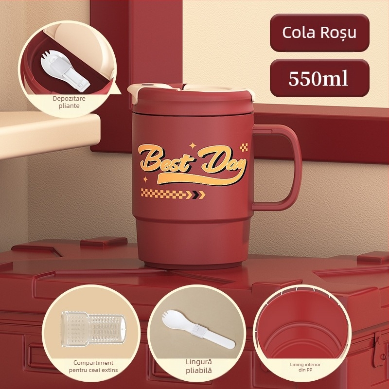 Ceașcă de cafea cu valoare cromatică ridicată, furnizată direct din fabrică, din oțel inoxidabil 304, cu scurgere de ceai, birou cu capac, generație de căni