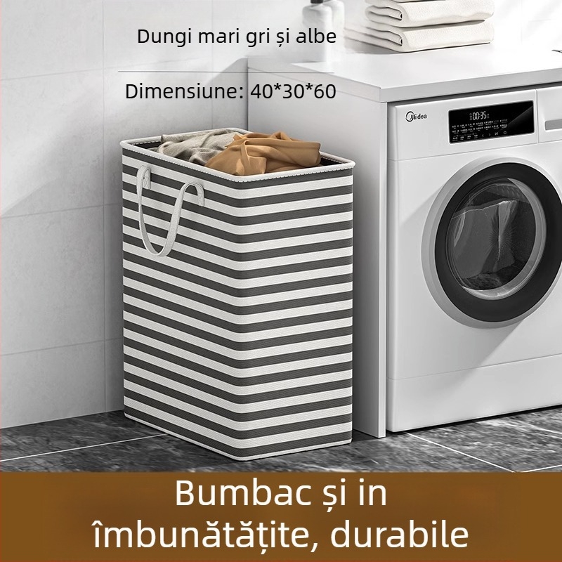 Coș de rufe murdare de uz casnic, capacitate mare, coș de depozitare pentru baie, model, portabil, material textil, coș de rufe murdare, coș de rufe impermeabil, geantă de depozitare