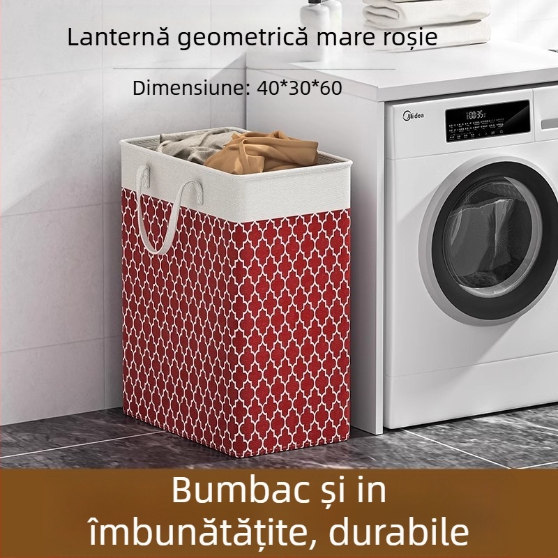 Coș de rufe murdare de uz casnic, capacitate mare, coș de depozitare pentru baie, model, portabil, material textil, coș de rufe murdare, coș de rufe impermeabil, geantă de depozitare