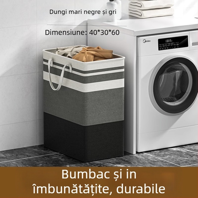 Coș de rufe murdare de uz casnic, capacitate mare, coș de depozitare pentru baie, model, portabil, material textil, coș de rufe murdare, coș de rufe impermeabil, geantă de depozitare