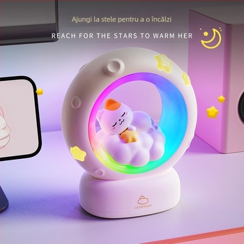 Lumină de noapte cu astronaut, cu stele și lună, încărcare USB, cu panda, aplauze, RGB, atmosferă, lumină de somn, cadou pentru evenimente