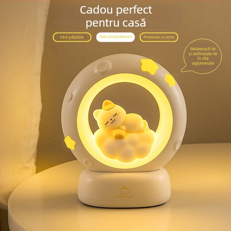 Lumină de noapte cu astronaut, cu stele și lună, încărcare USB, cu panda, aplauze, RGB, atmosferă, lumină de somn, cadou pentru evenimente
