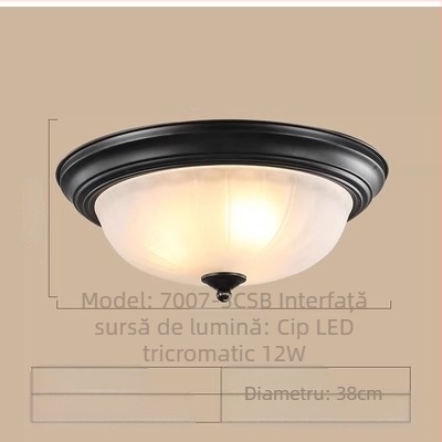 Lampă de tavan americană rotundă pentru dormitor matrimonial, lampă retro simplă pentru cameră, coridor, hol de intrare, lămpi pentru balcon